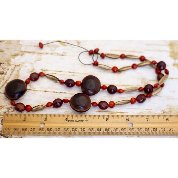 26 inch, Vintage Blood Red Beads Beaded Necklace - BQ1 - Picture 3 of 3